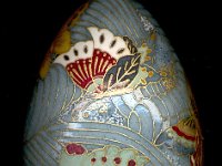 Butterflies Chiyogami Ukrainian Style Easter Egg Pysanky by So Jeo : Pysanky Pysanka Ukrainian Easter egg batik ukrainian easter art batik  eggshell kimono chiyogami washi origami fans cranes birds blooms gold leaf sojeo leblond artist